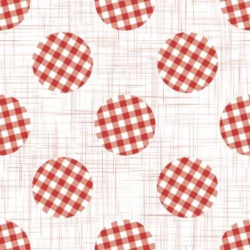 1950s Gingham Polka Dot Seamless Vector Repeat Pattern. Classic Red and White Stock Illustration