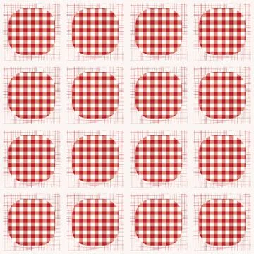 1950s Gingham Polka Dot Seamless Vector Repeat Pattern. Classic Red and White Stock Illustration