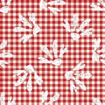 1950s Gingham Seamless Vector Repeat Pattern Background. Red and White Printed Stock Illustration