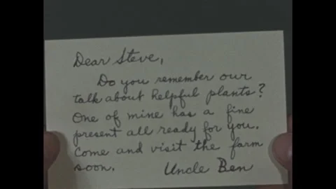 1950s: Handwritten note: Dear Steve, Do you remember our talk about helpful Stock Footage 301663887