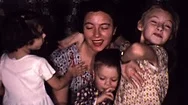 1950S Happy Mom Mother Beautiful Goofy Kids Children Vintage Old Film Home Movie Stock Footage