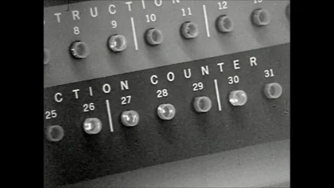 1950s IBM Computer Mainframe Programer Console Vintage Film Industrial Movie 스톡 동영상 122619096