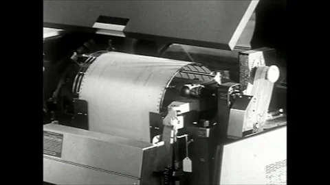 1950s IBM Computer Printout Programing Console Vintage Film Industrial Movie Video stock 122619130