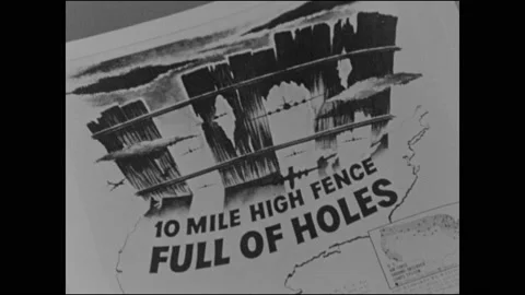 1950s: Illustrated image of nuclear explosion in city. Pamphlet of info on how Stock Footage 147601194