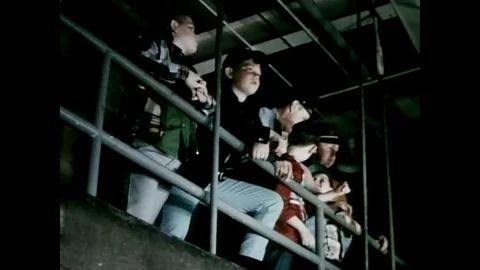 1950s - the interior of a meat processing plant or slaughterhouse showing bacon Stock Footage