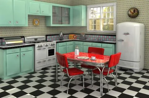 1950's kitchen Stock Illustration