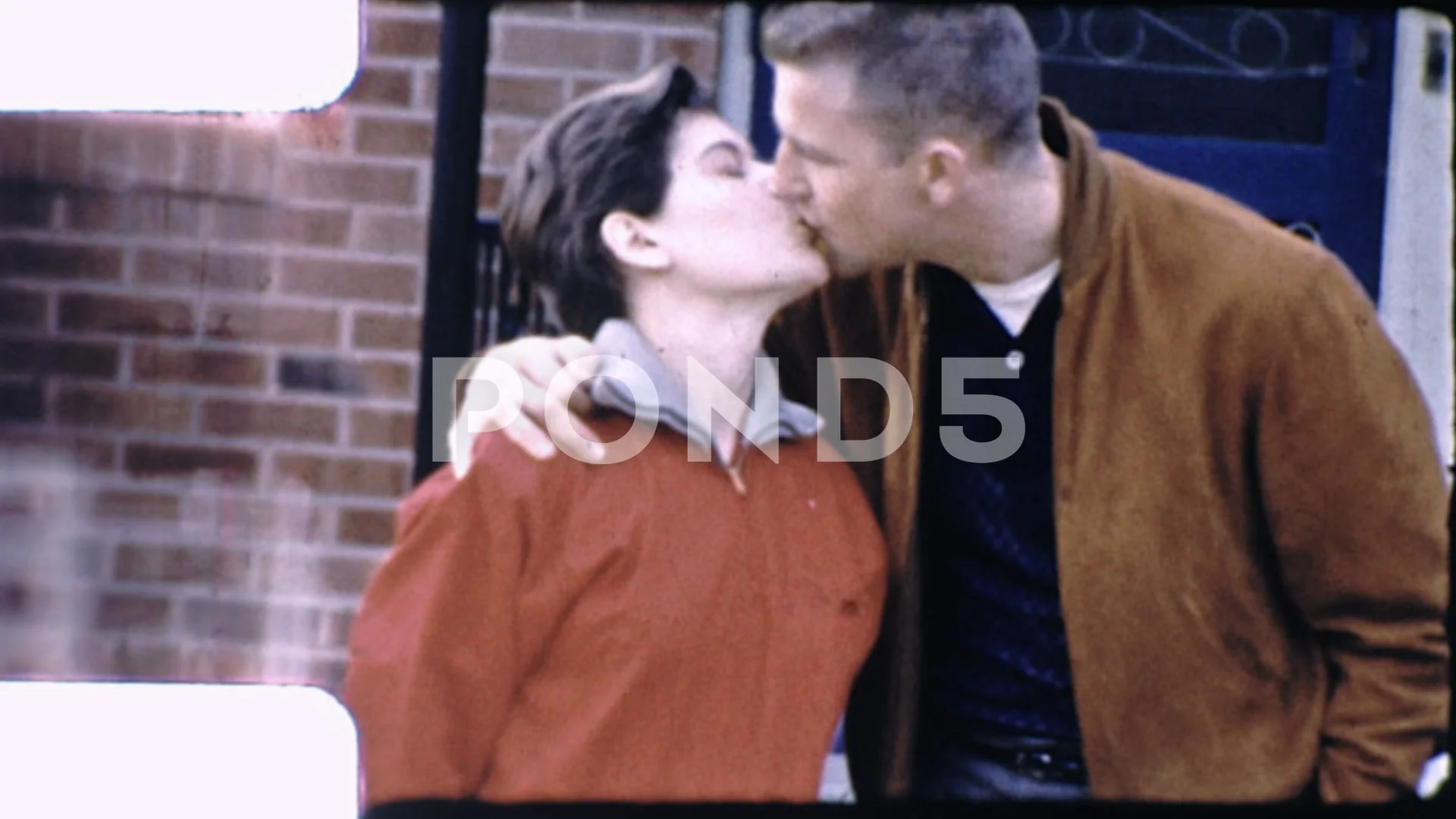 1950s Loving Couple Big Kiss Love Sweetheart KISSING Vintage Film Home Movie