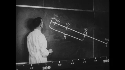 1950s: Man charts measurements on diagra... | Stock Video | Pond5