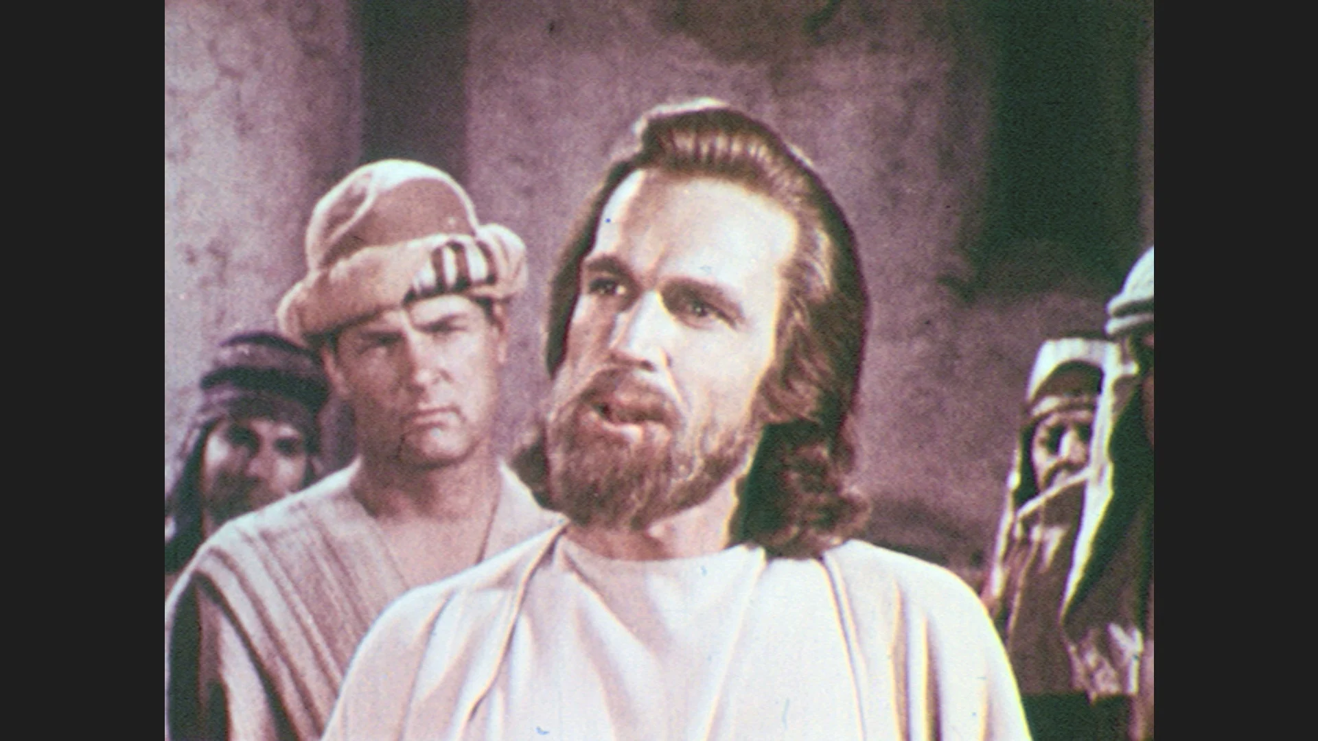 1950s Man In Robes With Beard And Long Hair Speaking Men In