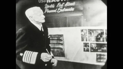 1950s: Man speaks while holding pointer. Stock Footage 169234840