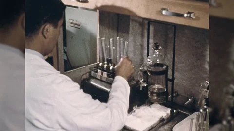 1950s Man Working in Research Science Laboratory Vintage Movie Industrial Film Stock-Footage 84261303
