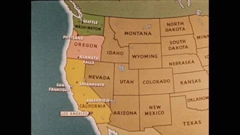 1950s A map of the Western United - 1950s Map Western United States Footage 211290327 Iconl 