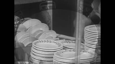 1950s - A montage of the different kitchen staff at a hotel. Stock Footage 152663045