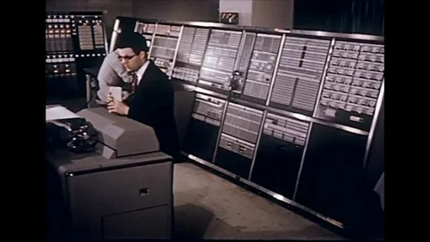 1950s Old COMPUTER Tech Early Mainframe DATA Storage Vintage Film Industry Stock Footage