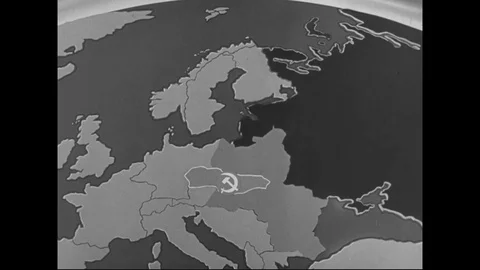 1950s - A parade in a Soviet satellite is held to celebrate communism and mourn Stock Footage 125699373