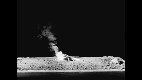 1950s - A simulated atomic bomb blast and a chart showing protective earth, Stock Footage 132202670