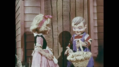 1950s: Stop-motion puppet animation- Boy... | Stock Video | Pond5