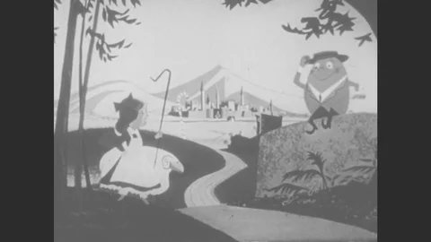 1950s: United States: Girl Stood By Path. View Of Fairytale Castle. Butcher And Stock Footage