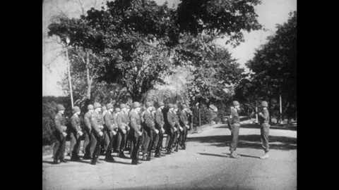 1950s: UNITED STATES: soldiers stand at ... | Stock Video | Pond5