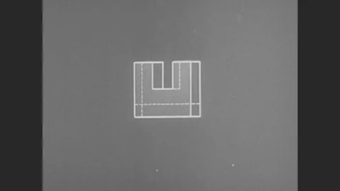 1950s: United States: Surface Of Object In Drawing. Three Dimensional Box And Stock Footage