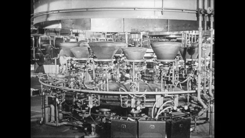 1950s: UNITED STATES: television tubes in production in factory. NBC film studio Stock Footage 82275226