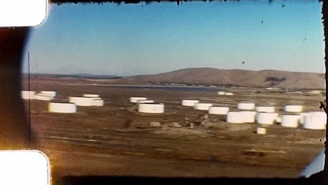 1950s View over wing of small plane. Vintage 8mm Home Video. Stock Footage 279860633