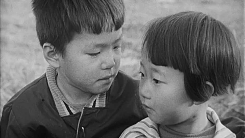 1950s War Orphans Post War South Korea Vintage Film Refugee Movie 16mm Stock Footage 76531512