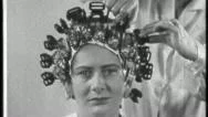 1950S Woman Hair Salon Curlers Hairstyle Fashion Vintage Retro Film Home Movie  Stock Footage