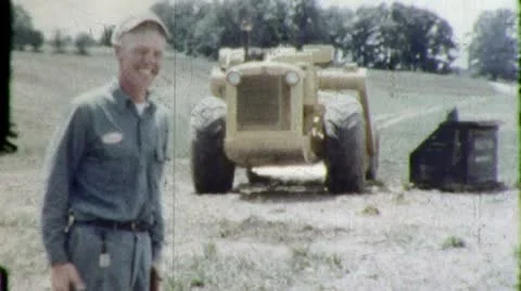 1950s Working Class Man EARTHMOVER OPERATOR Worker Vintage Film Retro Home Movie Stock Footage 12266401