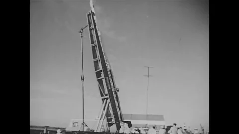 1950s - An X-17 research rocket is launched, followed by a Minuteman rocket. Video stock 86407732