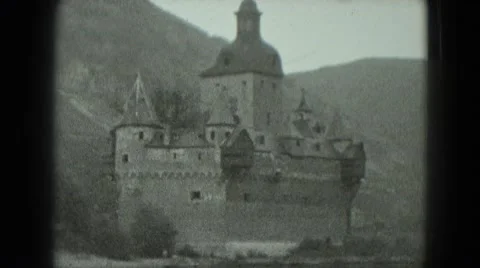 1951: castle is seen from car GERMANY Stock Footage