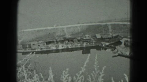 1951: Docks Boats Harbor Cave Factory Tunnels of the Area Germany Stock Footage 68038467
