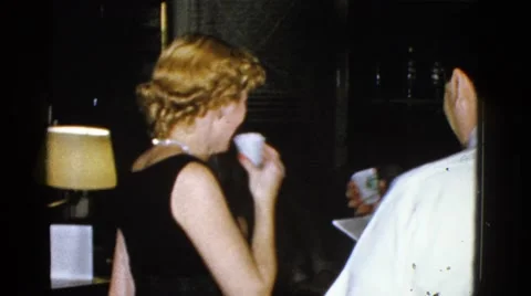 1951: an indoor family party is seen DANVILLE, ILLINOIS Stock Footage
