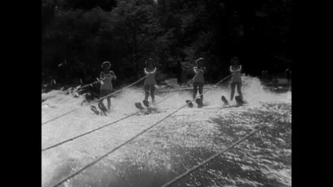 1951-Water Skiing / Falling Down / 1951 Stock Footage