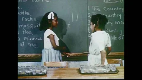 1952 - Black and white elementary school students learn about counting and Stock Footage 155856810