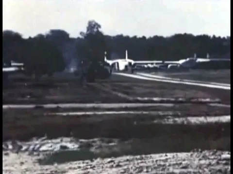 1952- A plane crashes and an inserting system prevents it from combusting. Stock Footage 79457521