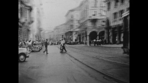 1952-Trieste / Street Scene / Italy / 1952 Stock Footage