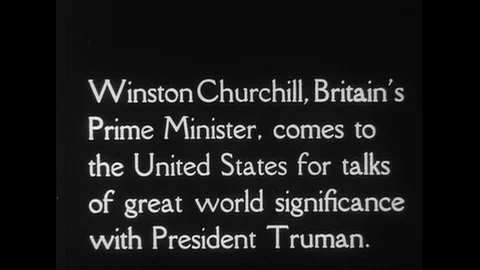1952 : Winston Churchill arrives in carried by Queen Mary for talks with Stock Footage