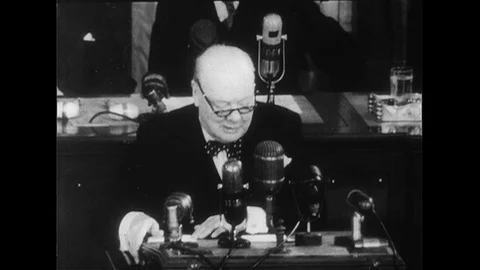1952 : Winston Churchill gives a speech to Congress advising to prevent a third Stock Footage