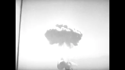 1953 - Atomic cloud formation is shown in an explosion at Nevada Test Site in Stock Footage 79530951