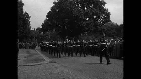 1953-Changing of the Guard / Prison / Spandau / Germany / Jun 1, 1953 Stock Footage