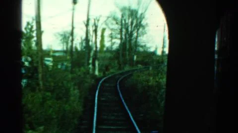 1953:CONNECTICUT USA.Countryside From The Inside A Train Engine Stock Photos