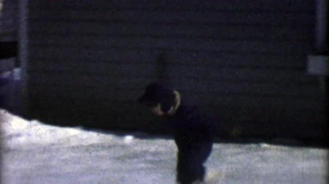 1954: Boy Winter Ice Skating School of Hard Knocks Falls and Fails. Video stock 62695023