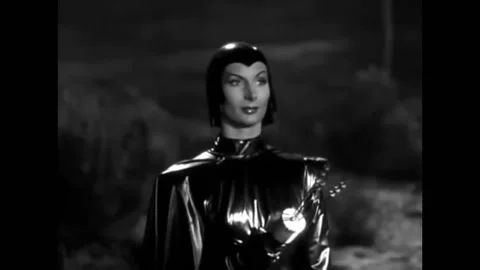 1954 - In this British, Sci-Fi horror film, a woman orders a robot to fire a Stock Footage 221854564