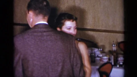 1954: Couples Dancing Romantically at a New York Party Stock Footage 72912560