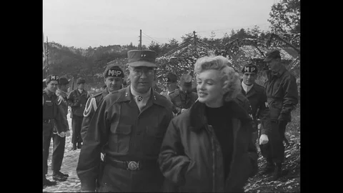 1954-Marilyn Monroe / G.I. / South Korea / 1954 Stock Footage