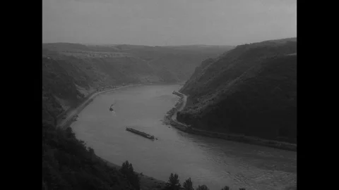 1954-Rhine Gorge / Germany / 1954 Stock Footage