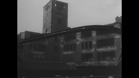 1954-Wiesbaden / War Damage / Germany / 1954 Stock Footage