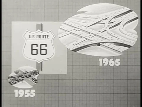 1955 _Projection of spending and improvement needs of infrastructure by 1965. Stock Footage
