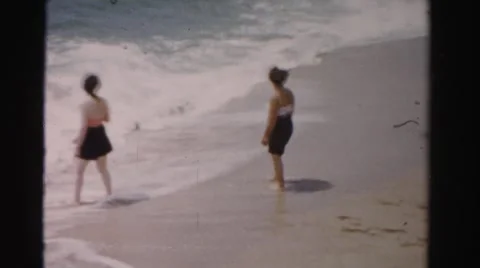 1955: beach scene is seen MIAMI, FLORIDA Stock Footage